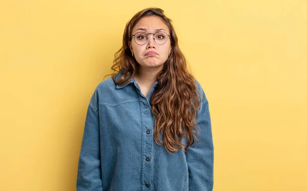 Ispanica Bella Donna Sentirsi Triste Stressato Sconvolto Causa Una Brutta — Foto Stock