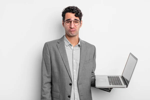 Hispanic Handsome Man Feeling Sad Whiney Unhappy Look Crying Business — Stock Photo, Image