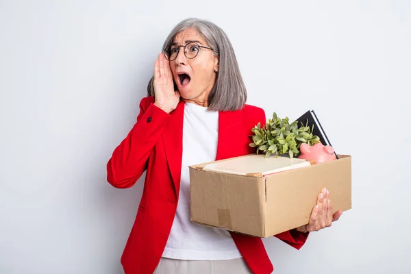 Senior Pretty Woman Feeling Happy Excited Surprised Dismissal Concept — Stock Photo, Image