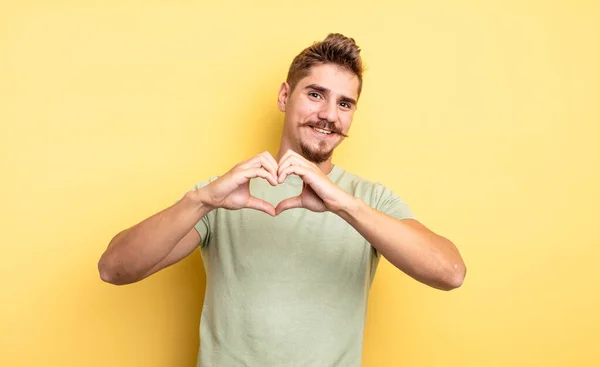 Young Handsome Man Smiling Feeling Happy Cute Romantic Love Making — Stock Photo, Image