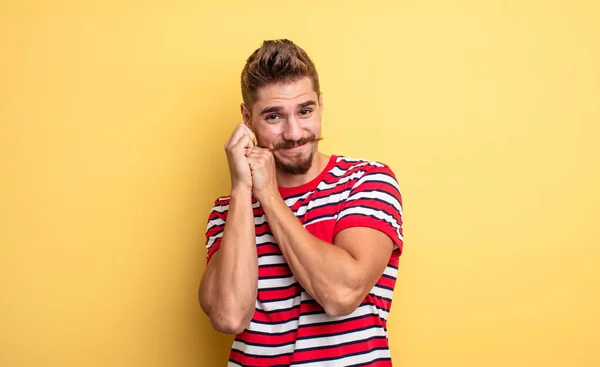 Young Handsome Man Feeling Love Looking Cute Adorable Happy Smiling — Stock Photo, Image