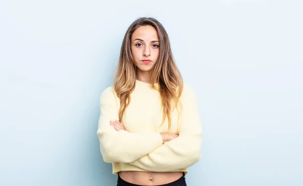 Pretty Caucasian Woman Feeling Displeased Disappointed Looking Serious Annoyed Angry — Stockfoto