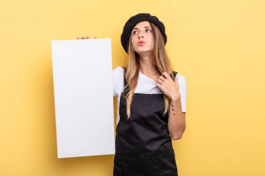 woman artist feeling stressed, anxious, tired and frustrated empty canvas concept