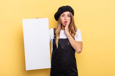 woman artist feeling shocked and scared empty canvas concept