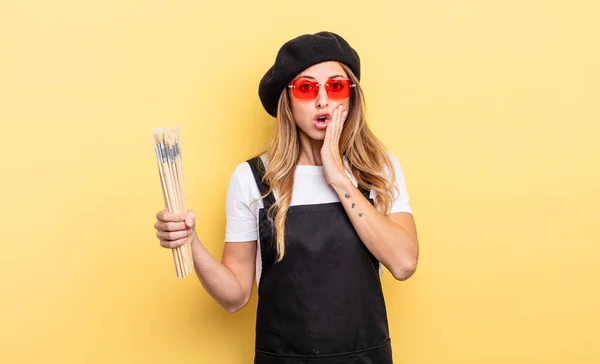 Kunstenaar Schilder Gevoel Geschokt Bang — Stockfoto