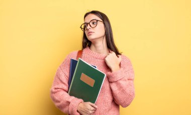 pretty student woman feeling stressed, anxious, tired and frustrated