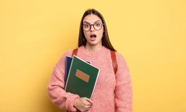 Pretty Student Woman Looking Very Shocked Surprised — 스톡 사진