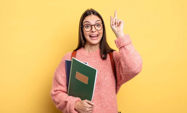 Pretty Student Woman Feeling Happy Excited Genius Realizing Idea —  Fotos de Stock