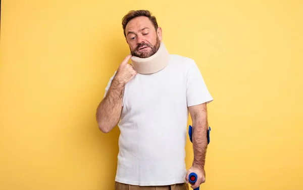 Middle Age Man Feeling Stressed Anxious Tired Frustrated Accident Injured — Stock Photo, Image
