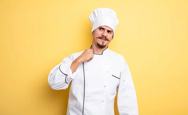 Chef Kok Zich Gestrest Angstig Moe Gefrustreerd — Stockfoto