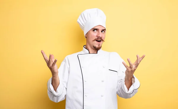 Chef Man Feeling Extremely Shocked Surprised — Stock Photo, Image