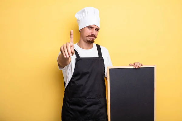 Chef Kok Lacht Trots Vol Vertrouwen Maakt Nummer Een — Stockfoto