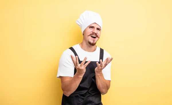 Chef Man Looking Desperate Frustrated Stressed — Stock Photo, Image