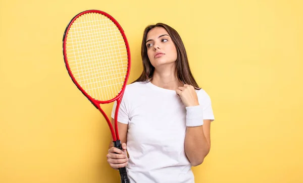 Pretty Woman Feeling Stressed Anxious Tired Frustrated Tennis Player Concept — 图库照片