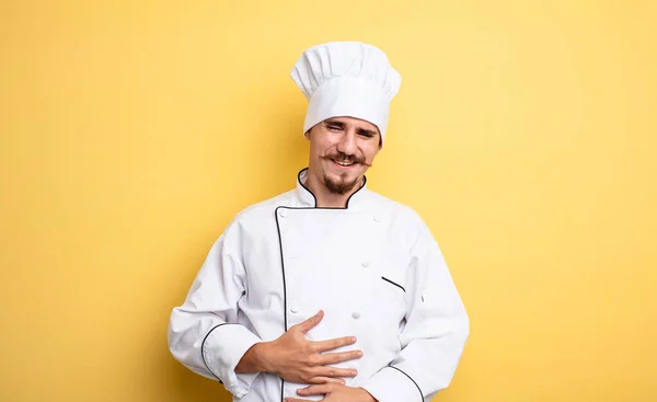 Chef Homem Rindo Voz Alta Alguma Piada Hilariante — Fotografia de Stock