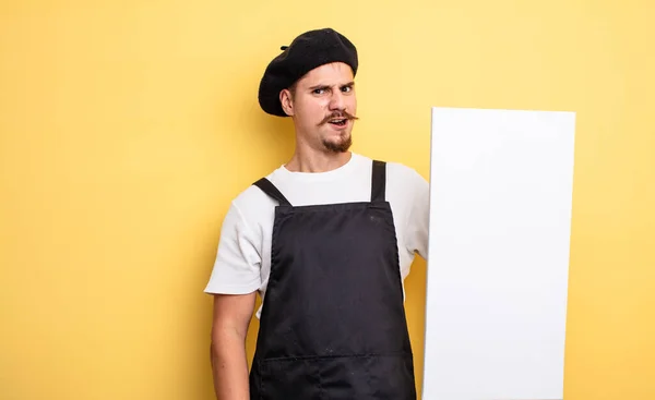 Artista Hombre Sentirse Triste Molesto Enojado Mirando Lado Copia Espacio — Foto de Stock