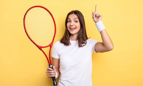 Pretty Woman Feeling Happy Excited Genius Realizing Idea Tennis Player — 图库照片