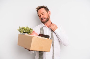 middle age man feeling stressed, anxious, tired and frustrated. unemployment concept