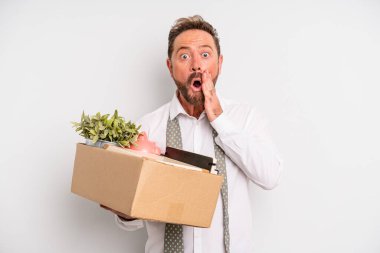 middle age man feeling shocked and scared. unemployment concept