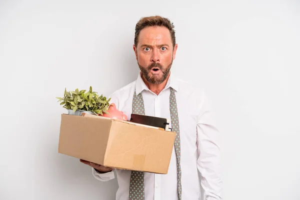 Middle Age Man Looking Very Shocked Surprised Unemployment Concept — Stok fotoğraf