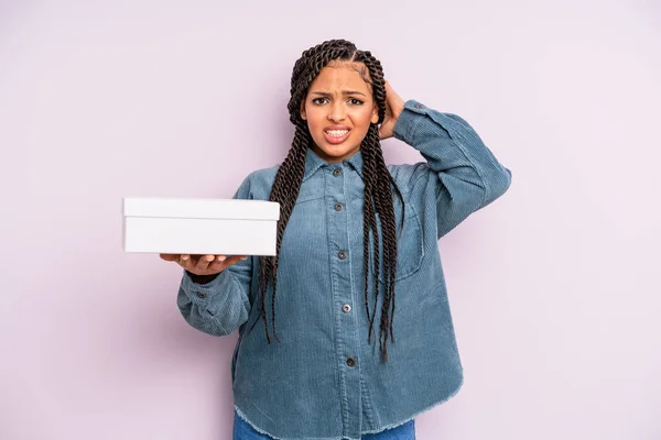 Schwarze Afro Frau Die Sich Gestresst Ängstlich Oder Verängstigt Fühlt — Stockfoto