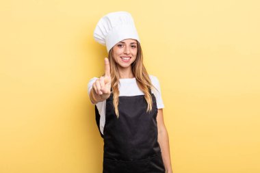 pretty woman feeling stressed, anxious, tired and frustrated. chef concept