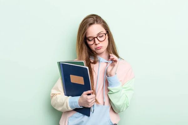 Redhair Woman Feeling Stressed Anxious Tired Frustrated Student Concept — Stock Photo, Image