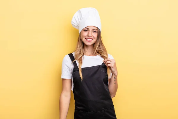 Pretty Woman Looking Arrogant Successful Positive Proud Chef Concept — Stockfoto