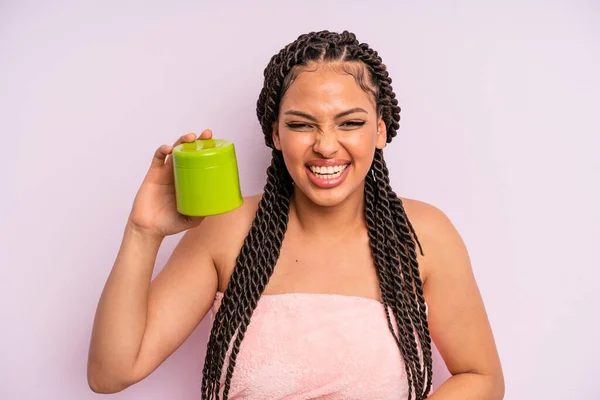 Afro Black Woman Laughing Out Loud Some Hilarious Joke Hair — Foto Stock