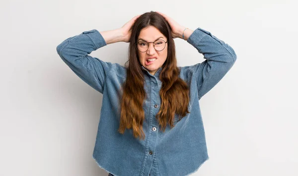 Pretty Caucasian Woman Feeling Frustrated Annoyed Sick Tired Failure Fed — Fotografia de Stock