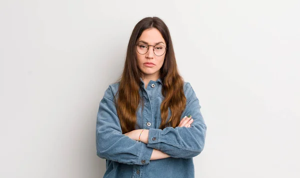 Pretty Caucasian Woman Feeling Displeased Disappointed Looking Serious Annoyed Angry — Fotografia de Stock