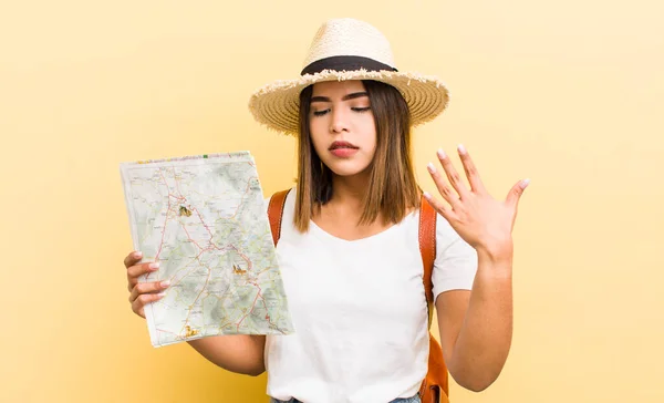 Vrij Latino Meisje Voelt Zich Gestrest Angstig Moe Gefrustreerd Toeristisch — Stockfoto