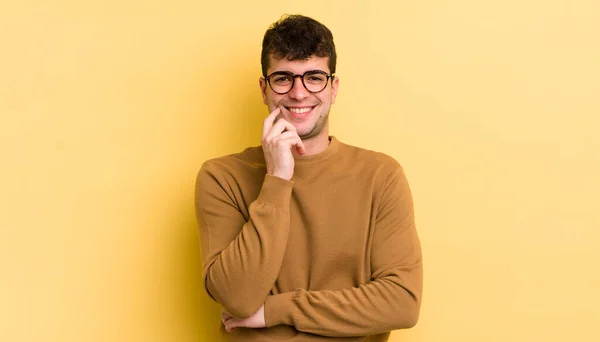 Young Handsome Man Smiling Enjoying Life Feeling Happy Friendly Satisfied — Stock Photo, Image