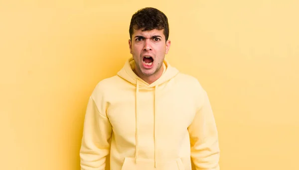 Young Handsome Man Feeling Terrified Shocked Mouth Wide Open Surprise — Stock Photo, Image