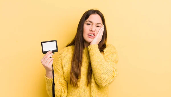 Young Pretty Woman Feeling Bored Frustrated Sleepy Tiresome Vip Pass — Stock Photo, Image