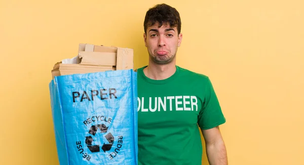 Young Handsome Man Feeling Sad Whiney Unhappy Look Crying — Stock Photo, Image