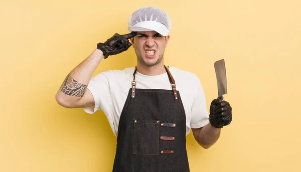 Jovem Homem Bonito Sentindo Confuso Perplexo Mostrando Que Você Louco — Fotografia de Stock