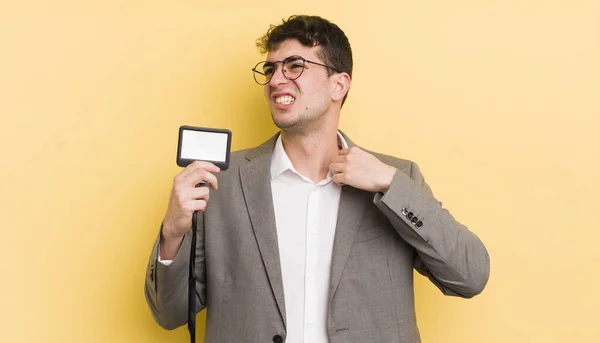 Ung Stilig Man Känner Sig Stressad Orolig Trött Och Frustrerad — Stockfoto