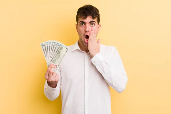 Young Handsome Man Feeling Shocked Scared Money Concept — Stock Photo, Image