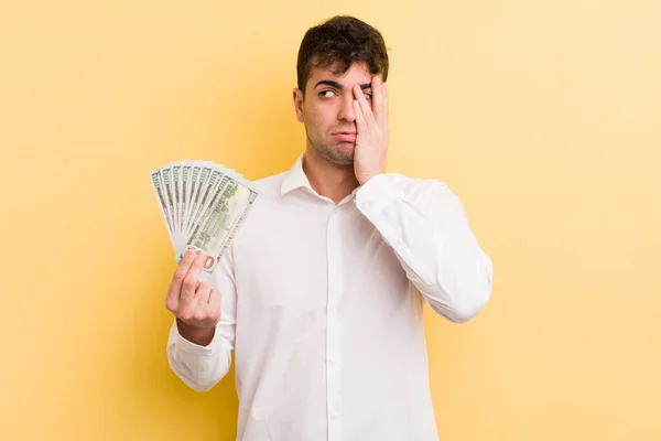 Young Handsome Man Feeling Bored Frustrated Sleepy Tiresome Money Concept — Stock Photo, Image