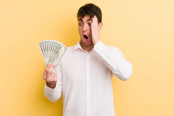 Young Handsome Man Feeling Happy Excited Surprised Money Concept — Stock Photo, Image