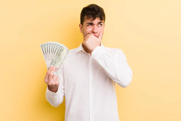 Young Handsome Man Thinking Feeling Doubtful Confused Money Concept — Stock Photo, Image
