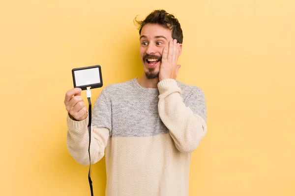 Young Handsome Man Feeling Happy Excited Surprised Vip Pass — Stock Photo, Image