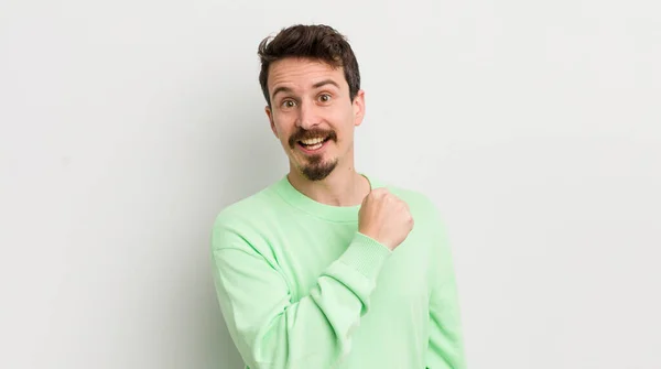 Young Handsome Man Feeling Happy Facing Challenge Celebrating — Stock Photo, Image