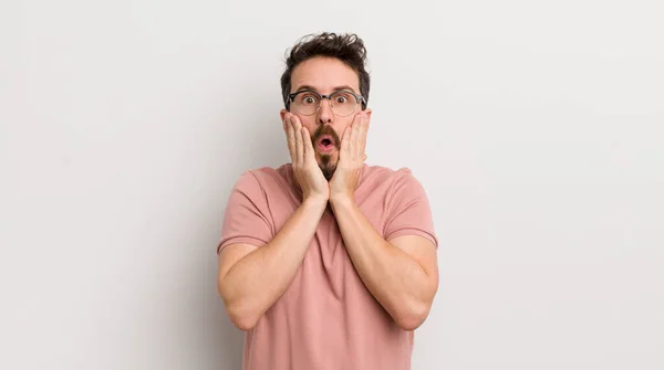 Hispanic Young Man Feeling Shocked Scared Looking Terrified Open Mouth — Stock Photo, Image