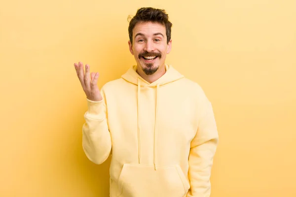 Young Hispanic Man Feeling Happy Surprised Cheerful Smiling Positive Attitude — Stock Photo, Image