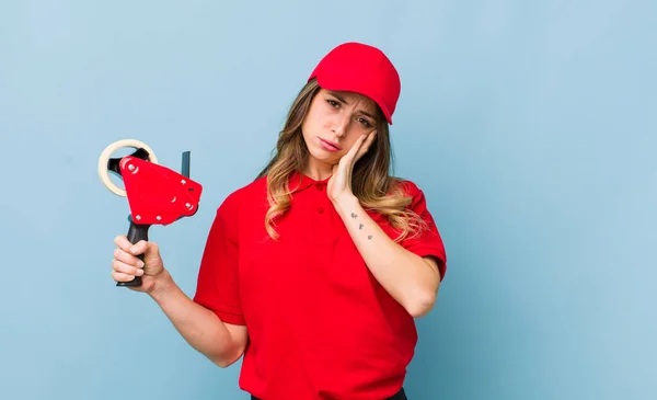 Pretty Woman Feeling Bored Frustrated Sleepy Tiresome — Stock Photo, Image