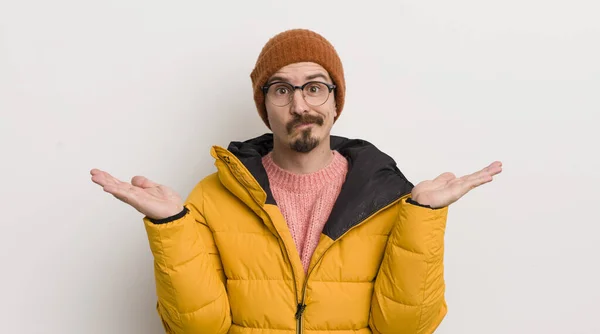 Young Handsome Man Coat White Wall — Stock Photo, Image