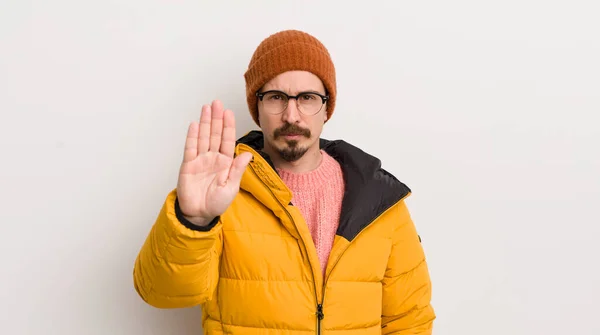 Young Handsome Man Coat White Wall — Stock Photo, Image