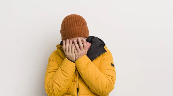 Young Handsome Man Coat White Wall — Stock Photo, Image